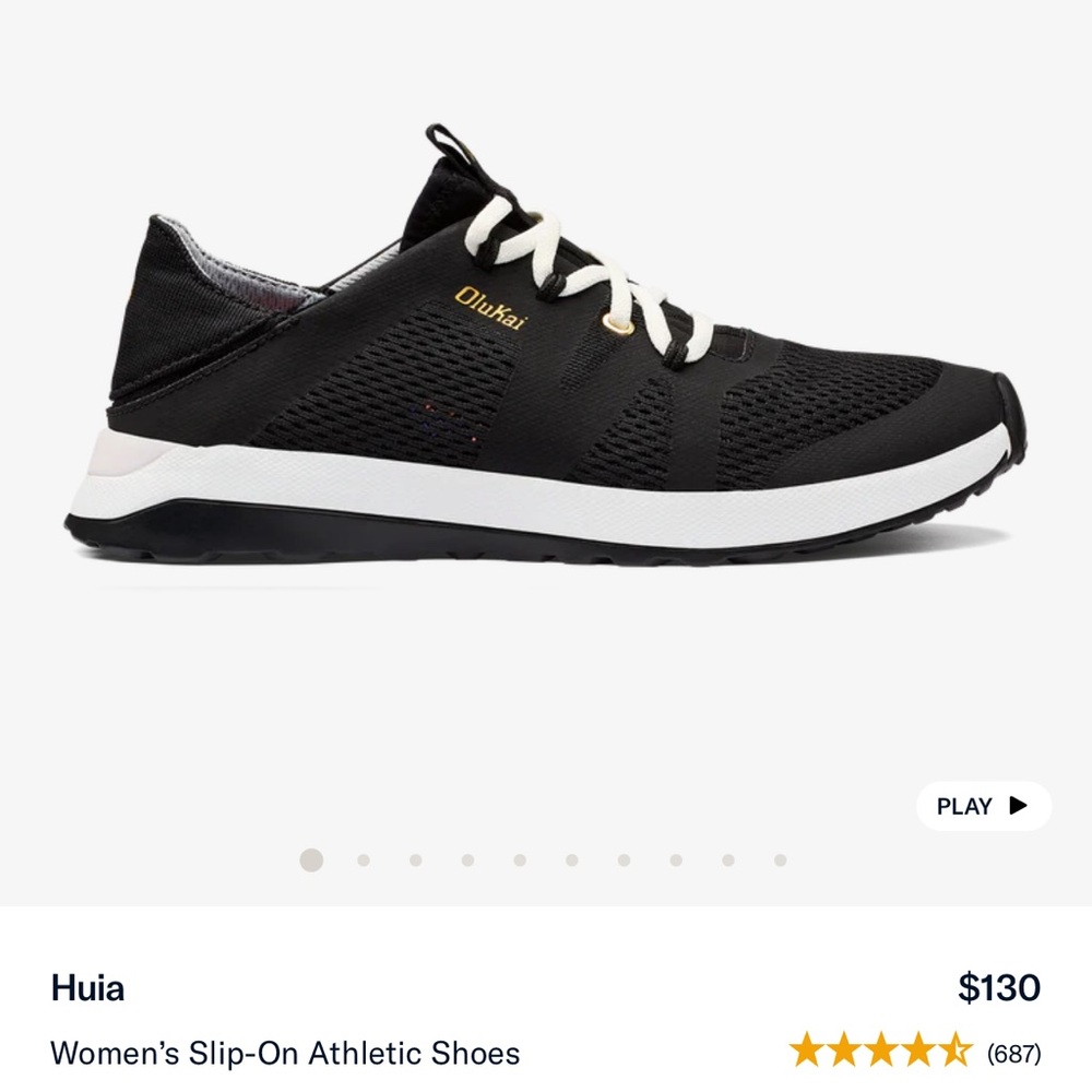 OluKai Women’s Black and White Huia Athletic Shoes